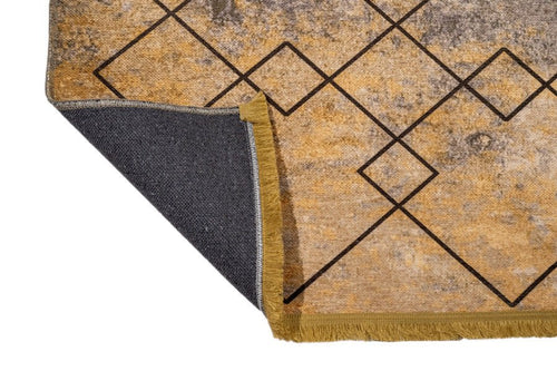 Yellow Area Rug - Cotton Chenille Digital Print Rug With Non Slip Backing