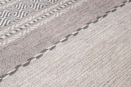 Beige Geometric Area Rug – Cotton Chenille Digital Print Carpet for Living Room