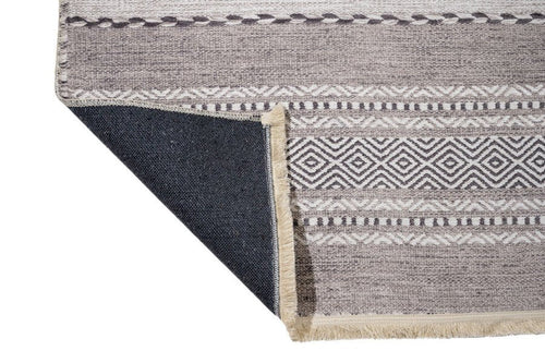 Beige Geometric Area Rug – Cotton Chenille Digital Print Carpet for Living Room