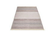 Beige Geometric Area Rug – Cotton Chenille Digital Print Carpet for Living Room