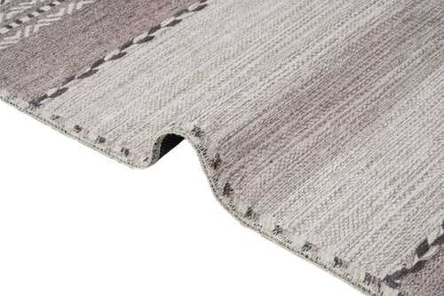 Beige Geometric Area Rug – Cotton Chenille Digital Print Carpet for Living Room