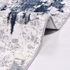 Modern Area Rug – Grey Blue Machine Made Rug | Anti Slip, Washable Non Slip