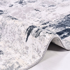 Modern Area Rug – Grey Blue Machine Made Rug | Anti Slip, Washable Non Slip