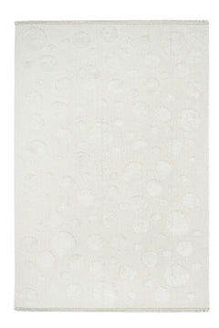 Machine Made Area Rug – Cream Geometric Cotton Yarn Rug for Living Room