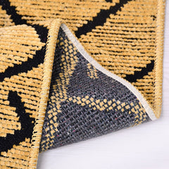 Natural Latex Area Rug – Yellow Geometric Cotton Jacquard Woven 7mm Pile