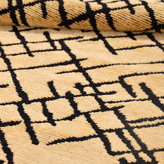 Natural Latex Area Rug – Yellow Geometric Cotton Jacquard Woven 7mm Pile