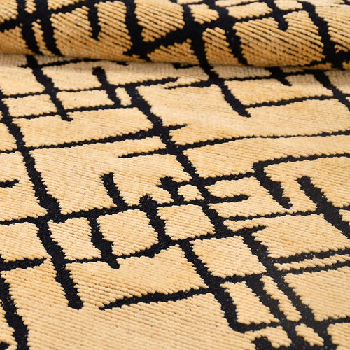 Natural Latex Area Rug – Yellow Geometric Cotton Jacquard Woven 7mm Pile