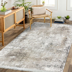 Viscose Area Rug - Modern Beige Machine Made Rug with 7mm Pile Height