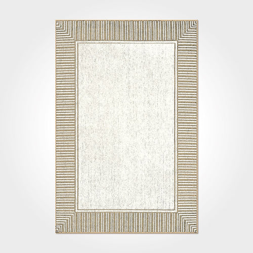 Anastasie Cream Frame Chenille and Cotton Digital Print Area Rug