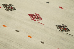 Anatolian Kilim Beige Floral Cotton Wool Handmade Area Rug 3'0'' x 5'5''