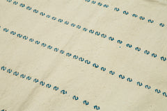 Anatolian Kilim White Striped Cotton Wool Handmade Area Rug 4'2'' x 8'9''