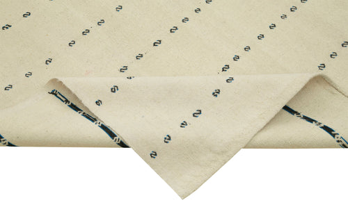 Handmade Area Rug – Anatolian Kilim Striped Cotton Wool 4'6'' x 9'10'' Vintage Carpet