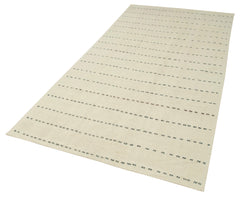 Handmade Area Rug – Anatolian Kilim Striped Cotton Wool 4'6'' x 9'10'' Vintage Carpet