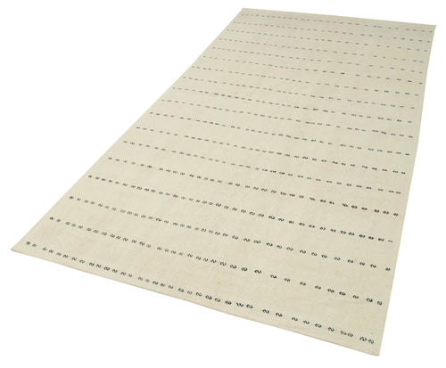 Handmade Area Rug – Anatolian Kilim Striped Cotton Wool 4'6'' x 9'10'' Vintage Carpet