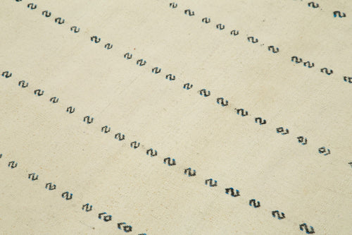 Handmade Area Rug – Anatolian Kilim Striped Cotton Wool 4'6'' x 9'10'' Vintage Carpet