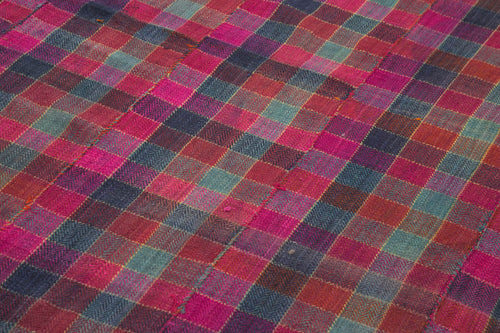 Anatolian Kilim White Striped Cotton Wool Handmade Area Rug 5'6'' x 11'9''