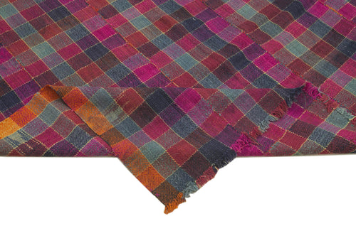 Anatolian Kilim White Striped Cotton Wool Handmade Area Rug 5'6'' x 11'9''