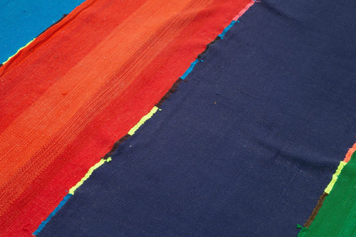 Anatolian Kilim White Striped Cotton Wool Handmade Area Rug 5'7'' x 10'4''