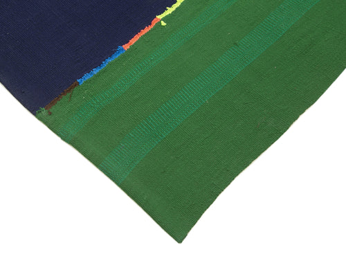 Anatolian Kilim White Striped Cotton Wool Handmade Area Rug 5'9'' x 10'2''