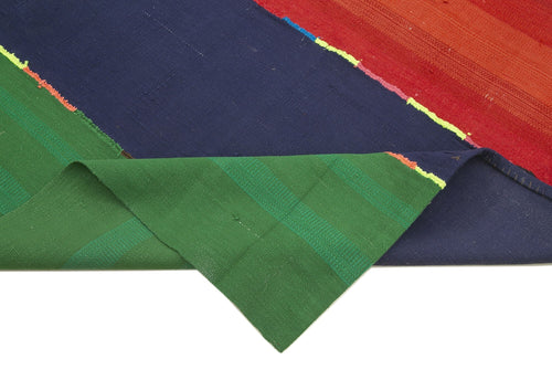 Anatolian Kilim White Striped Cotton Wool Handmade Area Rug 5'9'' x 10'2''