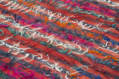 Anatolian Kilim White Striped Cotton Wool Handmade Area Rug 6'0'' x 8'7''