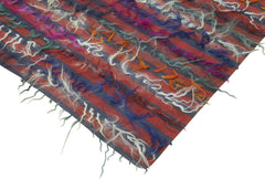 Anatolian Kilim White Striped Cotton Wool Handmade Area Rug 6'0'' x 8'7''