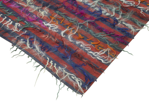 Anatolian Kilim White Striped Cotton Wool Handmade Area Rug 6'0'' x 8'7''