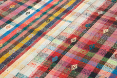 Anatolian Kilim White Striped Cotton Wool Handmade Area Rug 6'8'' x 9'4''