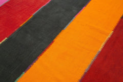 Anatolian Kilim White Striped Cotton Wool Handmade Area Rug 6'8'' x 9'10''