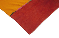 Anatolian Kilim White Striped Cotton Wool Handmade Area Rug 6'8'' x 9'10''