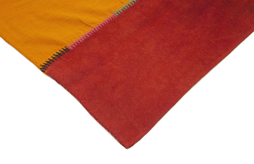 Anatolian Kilim White Striped Cotton Wool Handmade Area Rug 6'8'' x 9'10''