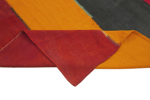 Anatolian Kilim White Striped Cotton Wool Handmade Area Rug 6'8'' x 9'10''