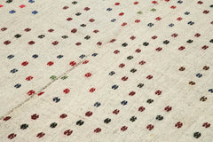 Anatolian Kilim White Striped Cotton Wool Handmade Area Rug 7'6'' x 10'8''