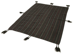 Anatolian Kilim Brown Striped Cotton Wool Handmade Area Rug 4'6'' x 6'0''