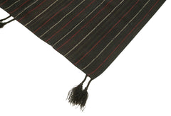 Anatolian Kilim Brown Striped Cotton Wool Handmade Area Rug 4'6'' x 6'0''