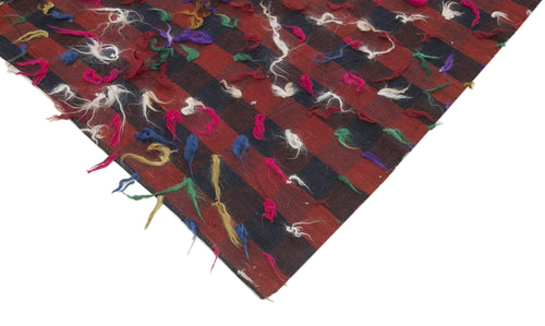 Anatolian Kilim Red Striped Cotton Wool Handmade Area Rug 5'8'' x 9'7''