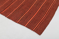 Anatolian Kilim Red Striped Cotton Wool Handmade Area Rug 6'0'' x 7'0''