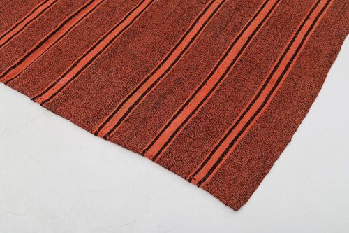 Anatolian Kilim Red Striped Cotton Wool Handmade Area Rug 6'0'' x 7'0''