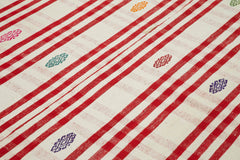 Anatolian Kilim Red Striped Cotton Wool Handmade Area Rug 6'5'' x 8'6''