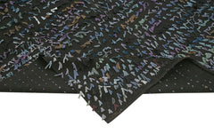 Anatolian Kilim Blue Striped Cotton Wool Handmade Area Rug 5'2'' x 6'11''