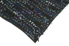 Anatolian Kilim Blue Striped Cotton Wool Handmade Area Rug 5'2'' x 6'11''