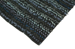 Anatolian Kilim Blue Striped Cotton Wool Handmade Area Rug 6'7'' x 8'0''