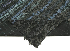 Anatolian Kilim Blue Striped Cotton Wool Handmade Area Rug 6'7'' x 8'0''