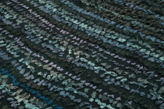 Anatolian Kilim Blue Striped Cotton Wool Handmade Area Rug 6'7'' x 8'0''