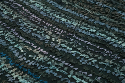 Anatolian Kilim Blue Striped Cotton Wool Handmade Area Rug 6'7'' x 8'0''