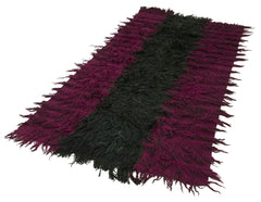 Anatolian Kilim Purple Striped Cotton Wool Handmade Area Rug 3'10'' x 6'11''