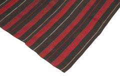 Anatolian Kilim Purple Striped Cotton Wool Handmade Area Rug 4'7'' x 6'6''