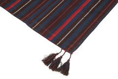 Anatolian Kilim Purple Striped Cotton Wool Handmade Area Rug 5'1'' x 6'11''