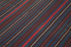 Anatolian Kilim Purple Striped Cotton Wool Handmade Area Rug 5'1'' x 6'11''