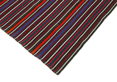 Anatolian Kilim Purple Striped Cotton Wool Handmade Area Rug 5'8'' x 7'9''